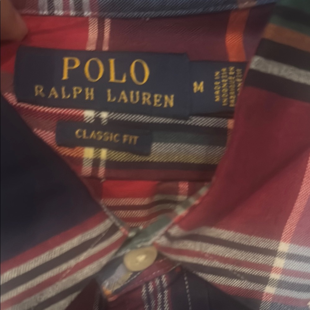 Polo by Ralph Lauren Red and Blue Casual Button Down Shirt - Picture 2 of 3